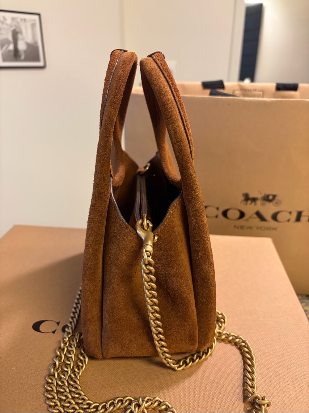 Coach Lana 19 in Warm Brown Suede - Picture 4 of 9